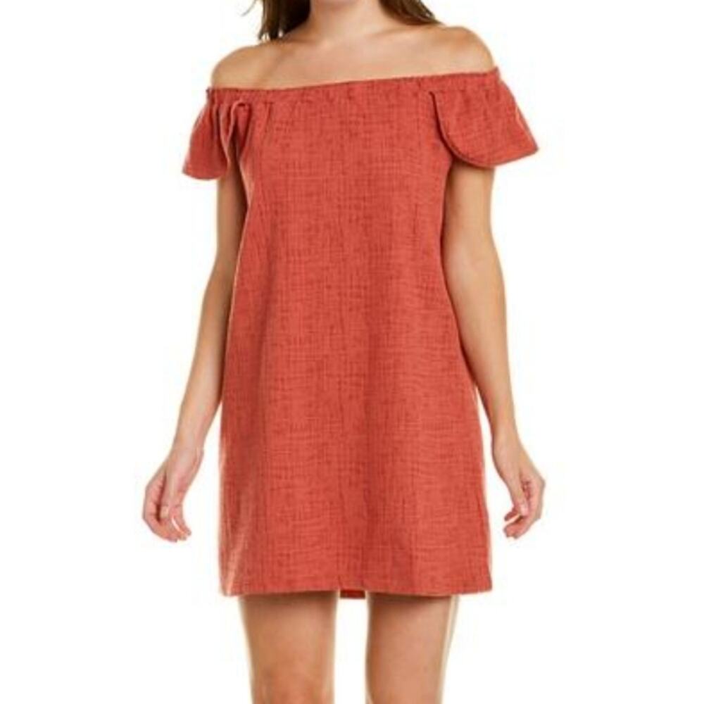 Madewell Texture & Thread Coral Eloise Off Shoulder Mini Dress XXL